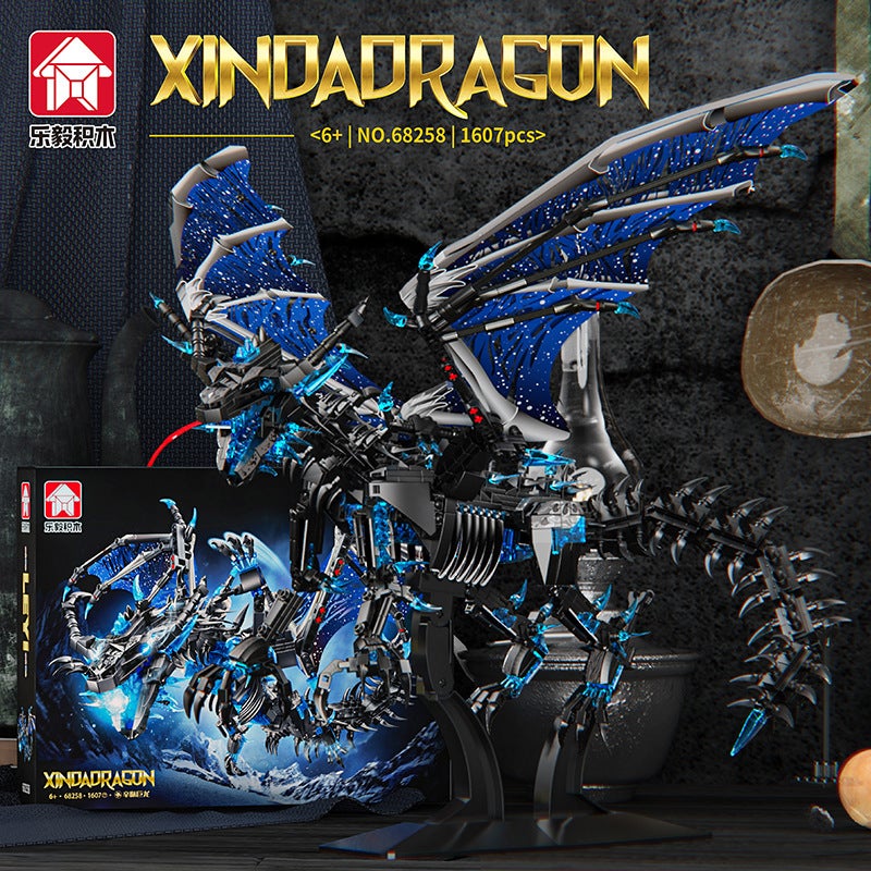 Le Yi 68257-8 Fire Dragon Ice Dragon Mecha Model Gift Toys Difficult Educational Assembled Small Particle Building Blocks - Image 2